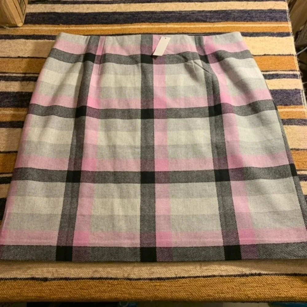Talbots‎ Plaid A-Line Skirt Pink Gray 16 Wool NWT Preppy Academia Old Money - Picture 4 of 5